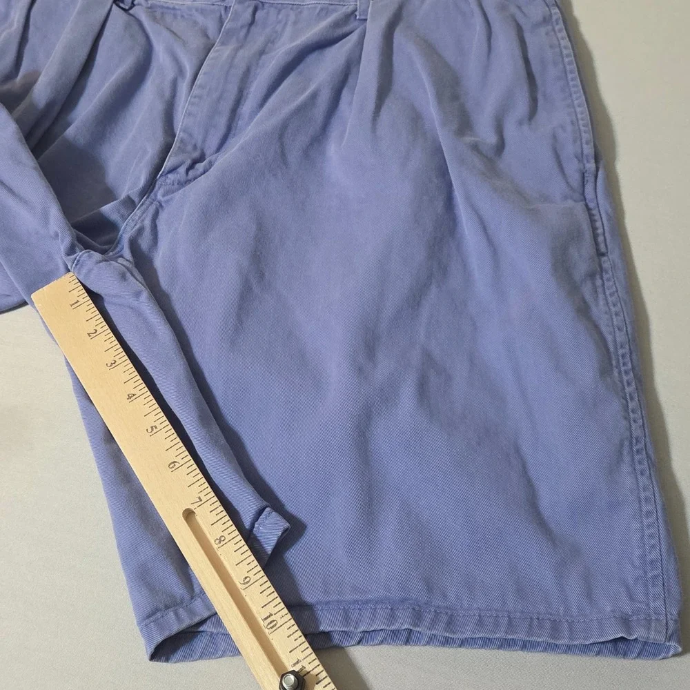 Polo Ralph Lauren Chino Shorts Men 36 Blue Pleated Cotton Twill Made in USA